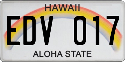 HI license plate EDV017