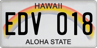 HI license plate EDV018