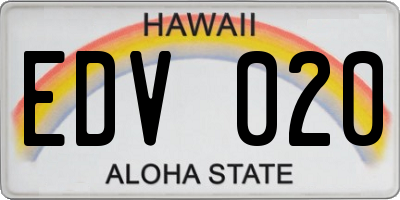 HI license plate EDV020