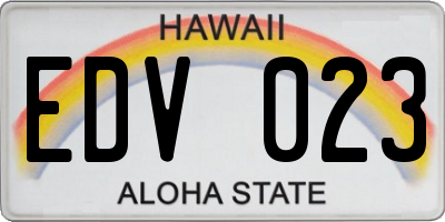 HI license plate EDV023