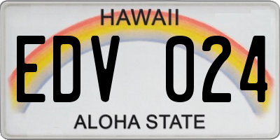 HI license plate EDV024