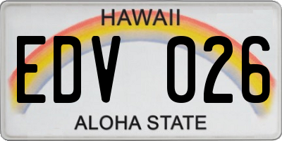 HI license plate EDV026