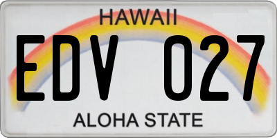 HI license plate EDV027