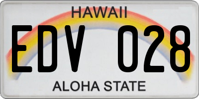HI license plate EDV028