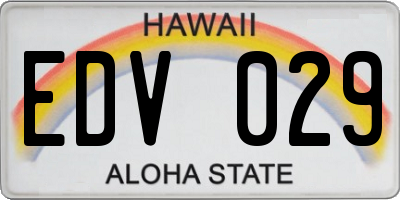 HI license plate EDV029