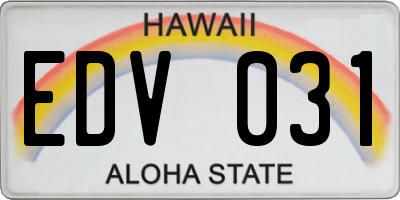 HI license plate EDV031