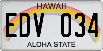 HI license plate EDV034