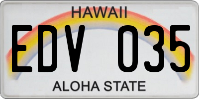 HI license plate EDV035