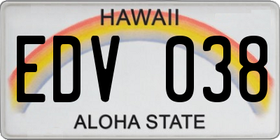 HI license plate EDV038