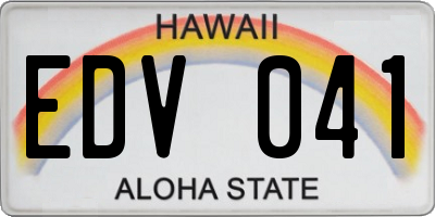 HI license plate EDV041