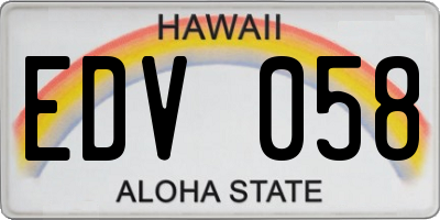 HI license plate EDV058