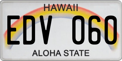 HI license plate EDV060
