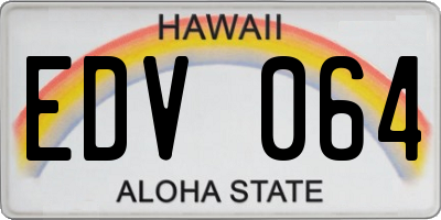 HI license plate EDV064