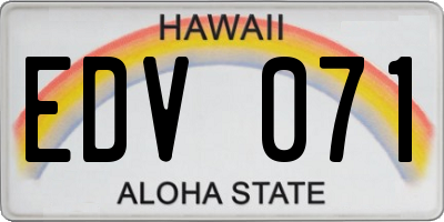 HI license plate EDV071