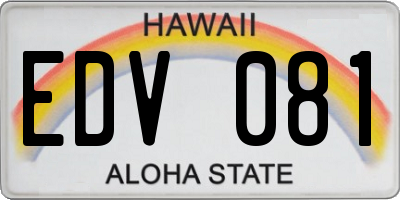 HI license plate EDV081