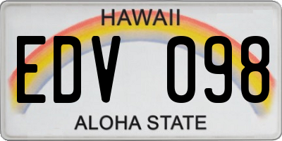 HI license plate EDV098