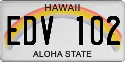 HI license plate EDV102