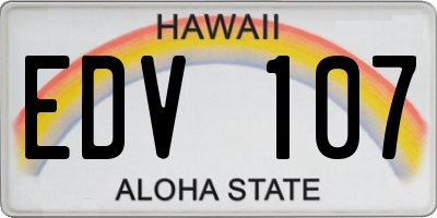 HI license plate EDV107