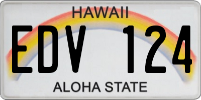 HI license plate EDV124