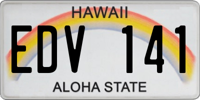 HI license plate EDV141