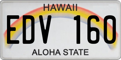 HI license plate EDV160