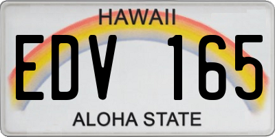 HI license plate EDV165