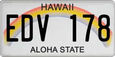 HI license plate EDV178