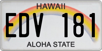 HI license plate EDV181