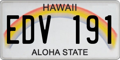 HI license plate EDV191