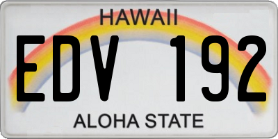 HI license plate EDV192
