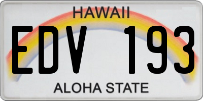 HI license plate EDV193