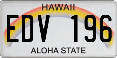 HI license plate EDV196