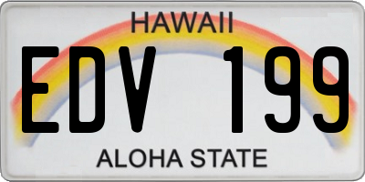 HI license plate EDV199