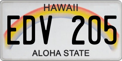 HI license plate EDV205