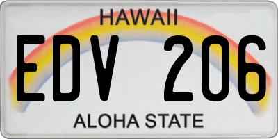 HI license plate EDV206