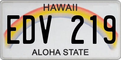 HI license plate EDV219