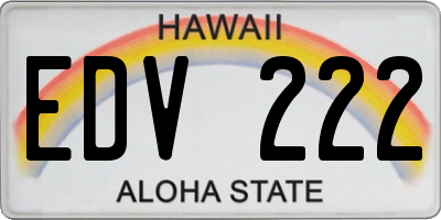 HI license plate EDV222