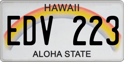 HI license plate EDV223