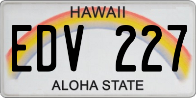 HI license plate EDV227