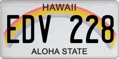 HI license plate EDV228