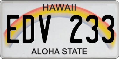 HI license plate EDV233