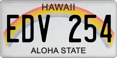 HI license plate EDV254