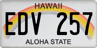 HI license plate EDV257