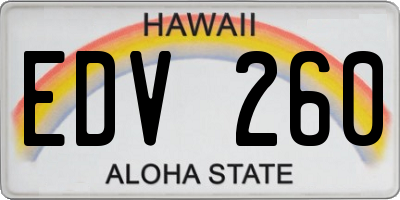 HI license plate EDV260