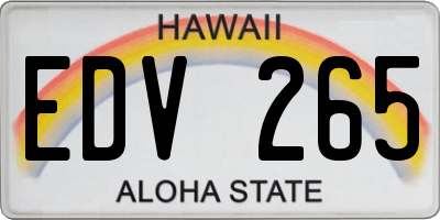 HI license plate EDV265