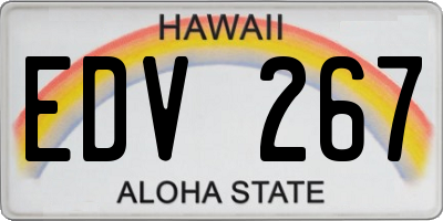 HI license plate EDV267