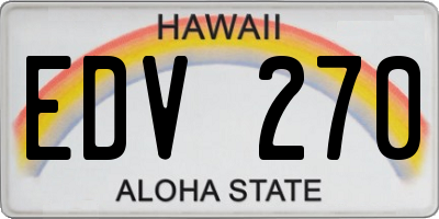 HI license plate EDV270