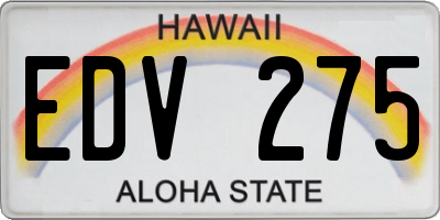 HI license plate EDV275