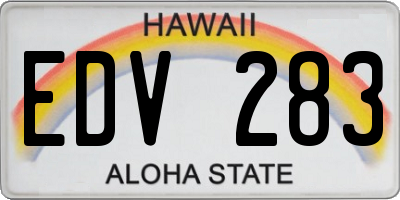 HI license plate EDV283