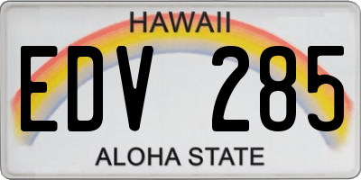 HI license plate EDV285